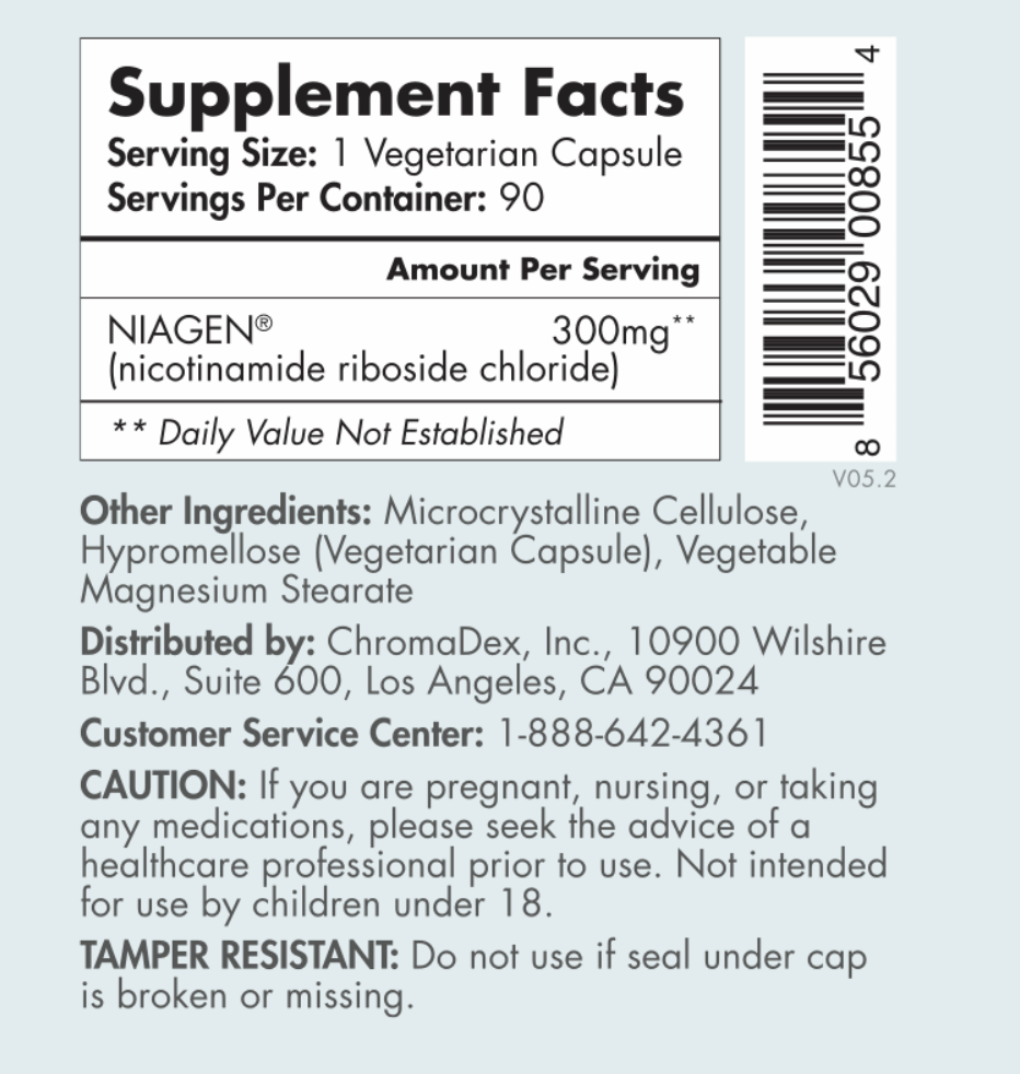 TRU NIAGEN Nicotinamide Riboside NAD+ 90 Count 300mg
