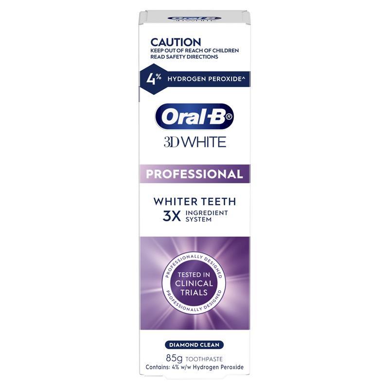 Oral B Toothpaste 3D White Diamond Clean 85g with 4% Hydrogen Peroxide teeth whitening
