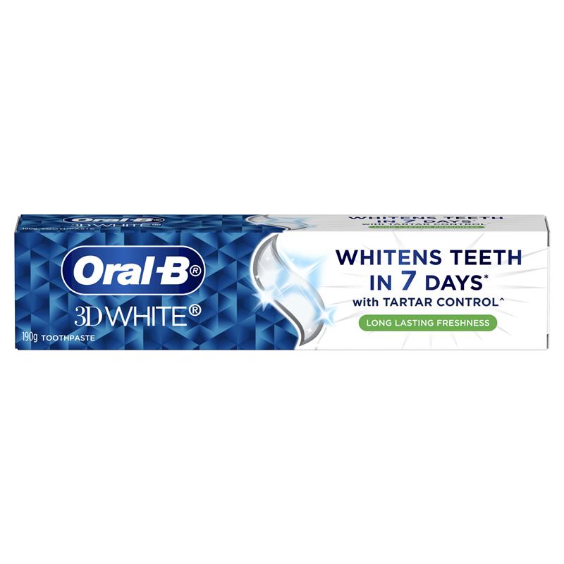 Oral B Toothpaste 3D White Long Lasting Freshness 190g