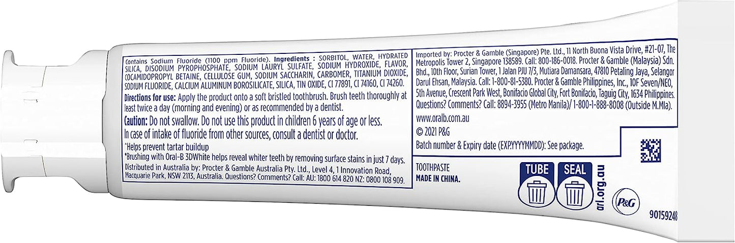 Oral B Toothpaste 3D White Strengthen Enamel 110g