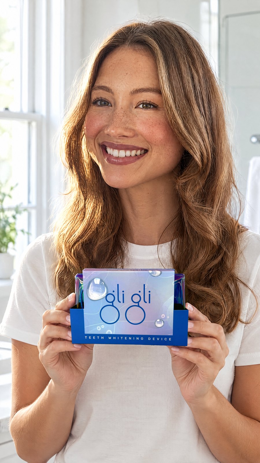 gli gli - Teeth Whitening Device with 16 LED Light with case Mouth Tray ,Wireless, 30 Minutes auto C — held by model