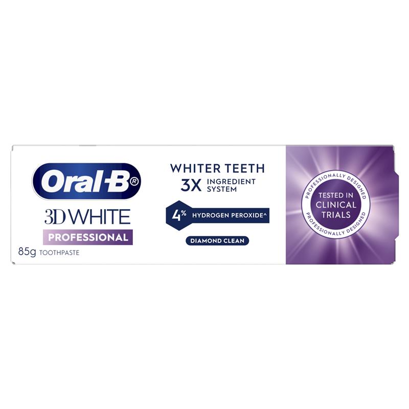 Oral B Toothpaste 3D White Diamond Clean 85g with 4% Hydrogen Peroxide teeth whitening