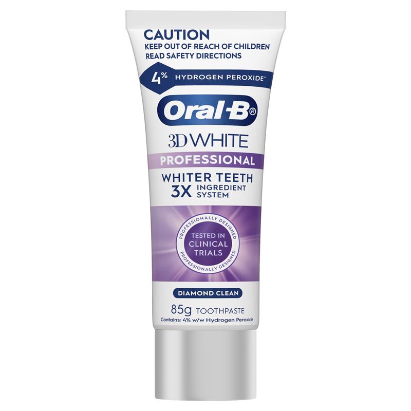 Oral B Toothpaste 3D White Diamond Clean 85g with 4% Hydrogen Peroxide teeth whitening