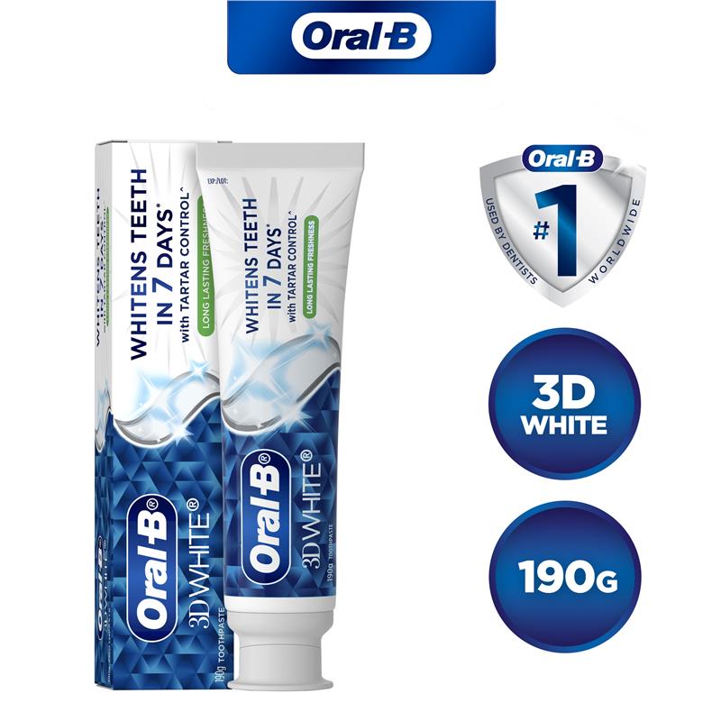 Oral B Toothpaste 3D White Long Lasting Freshness 190g