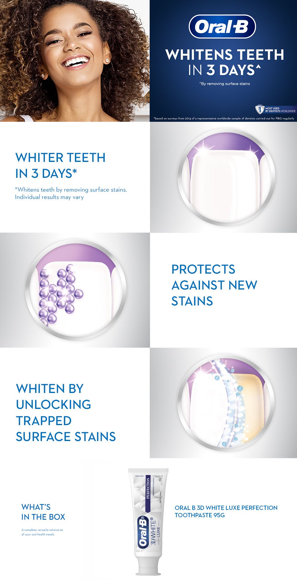 Oral B Teeth Whitening Toothpaste 3D White Luxe Perfection 95g