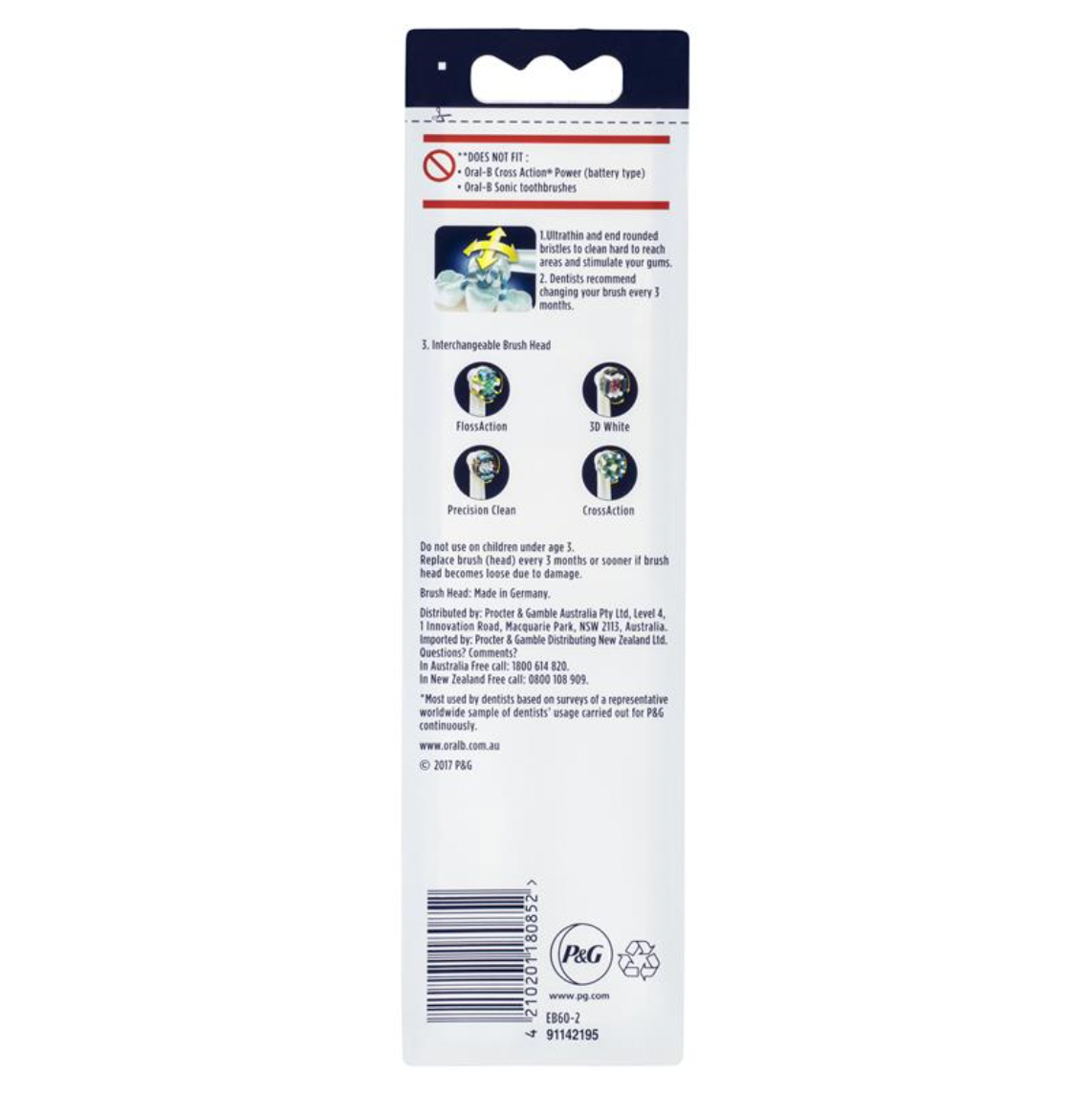 Oral B Power Toothbrush Gum Care Refills 2 Pack