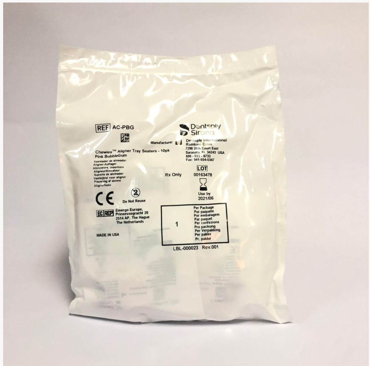 Dentsply Chewies for Aligner Trays (2 Bubble gum flavor Chewies Bag)