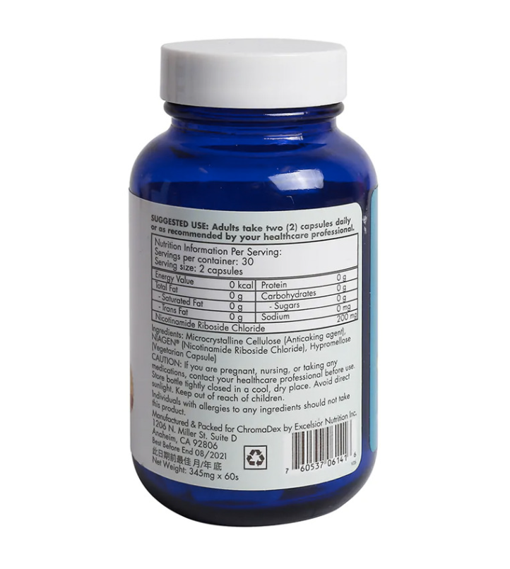 (60 Count (Pack of 2)) Nicotinamide Riboside NAD+ 60 Count 200mg NIAGEN