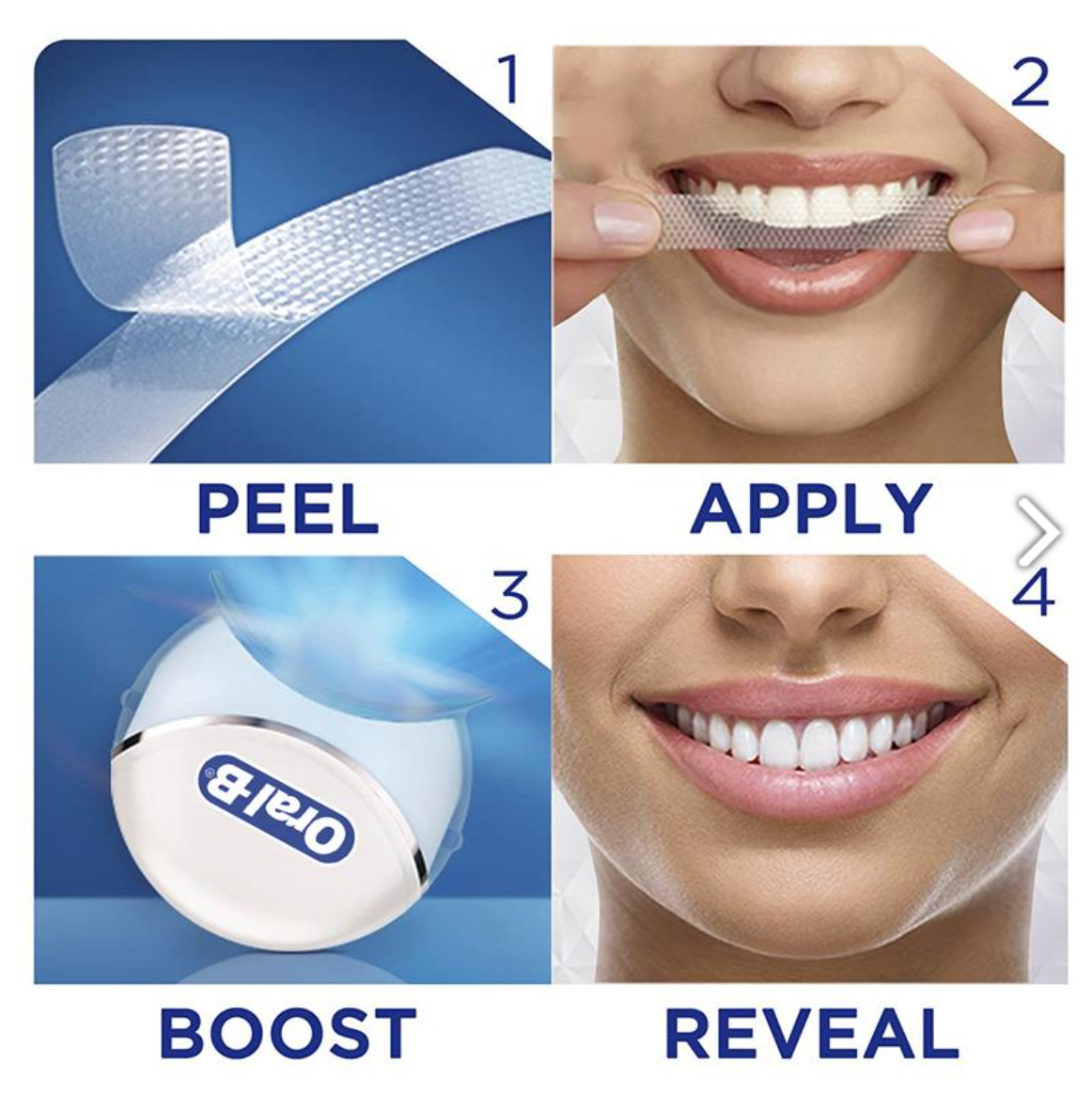 Oral B 3D White Strips Teeth Whitening 14 Treatments + LED Light Kit