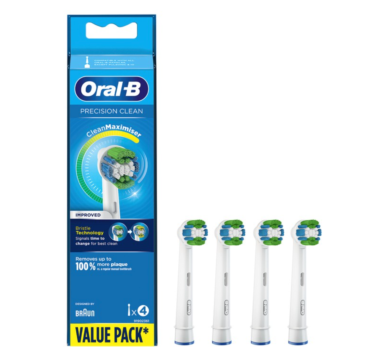 Oral B Precision Clean Replacement Electric Toothbrush Heads 4 Pack