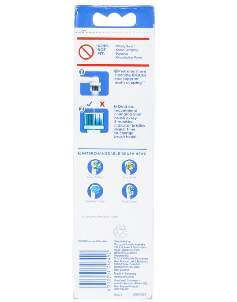 Oral B Precision Clean Replacement Electric Toothbrush Heads 3 Pack