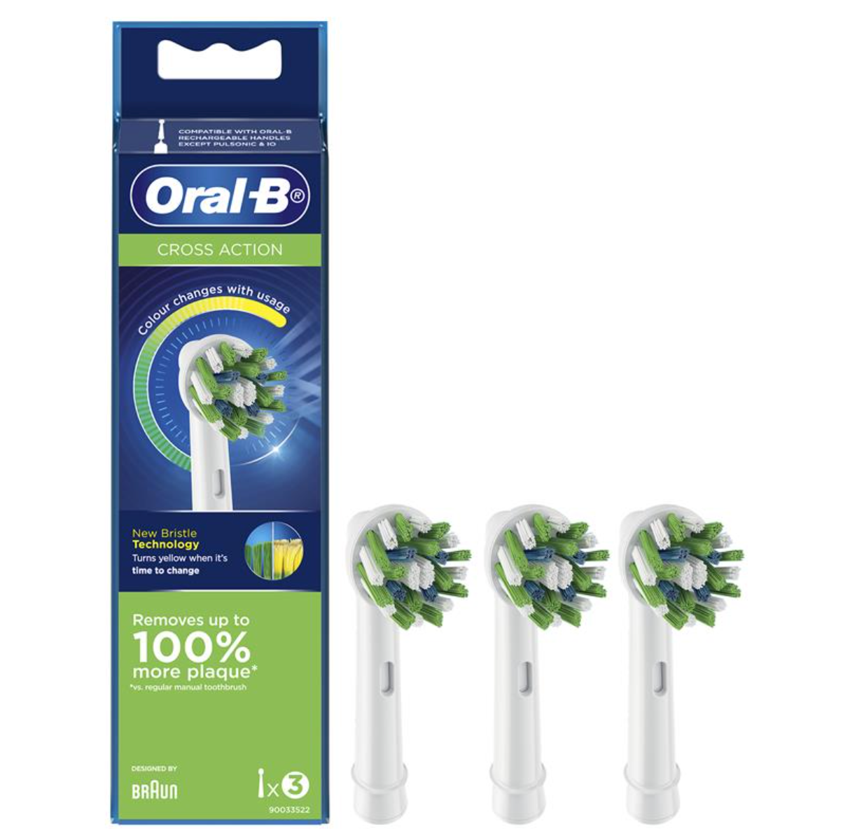 Oral B Power Toothbrush Cross Action Refills Rainbow 3 Pack