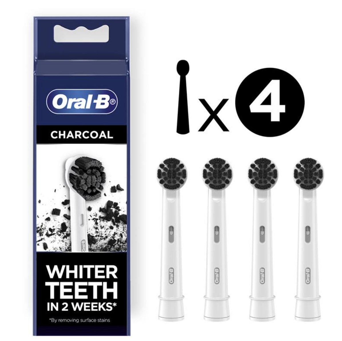 Oral B Power Toothbrush Charcoal Refills 4 Pack