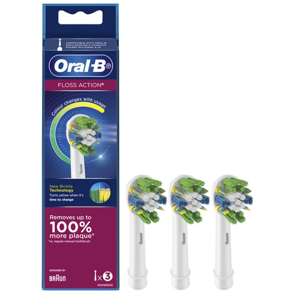 Oral B Power Toothbrush Floss Action Refills 3 Pack