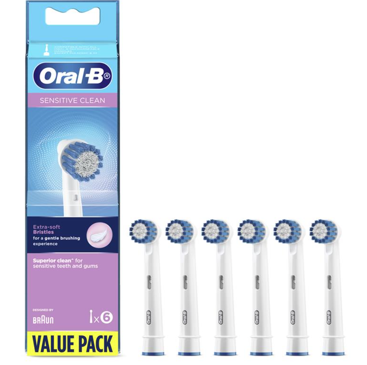 Oral B Power Toothbrush Clean Sensitive Refills 6 Pack