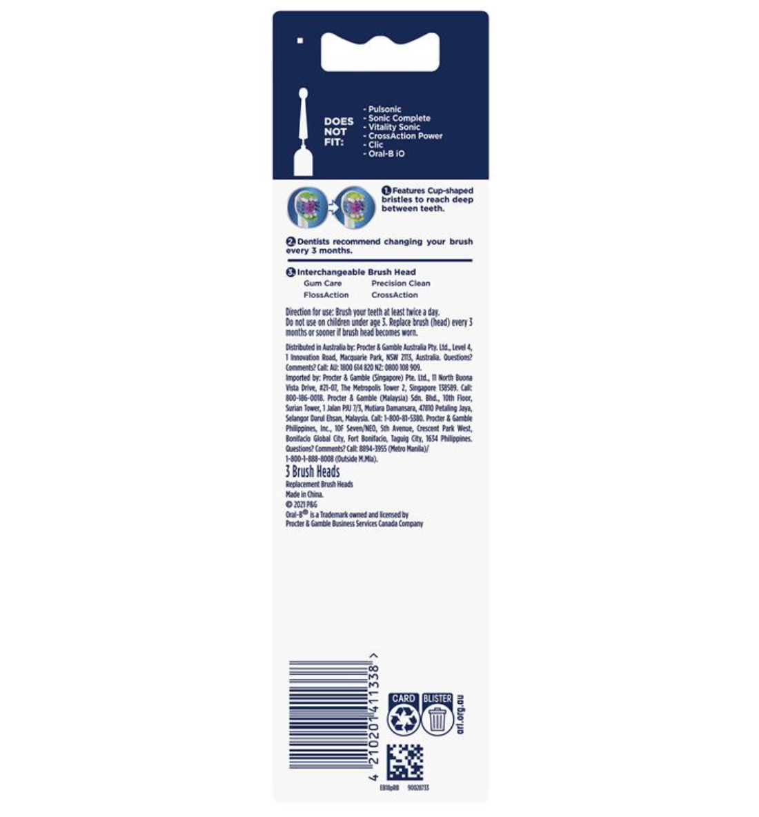 Oral B Power Toothbrush 3D White Refills 3 Pack