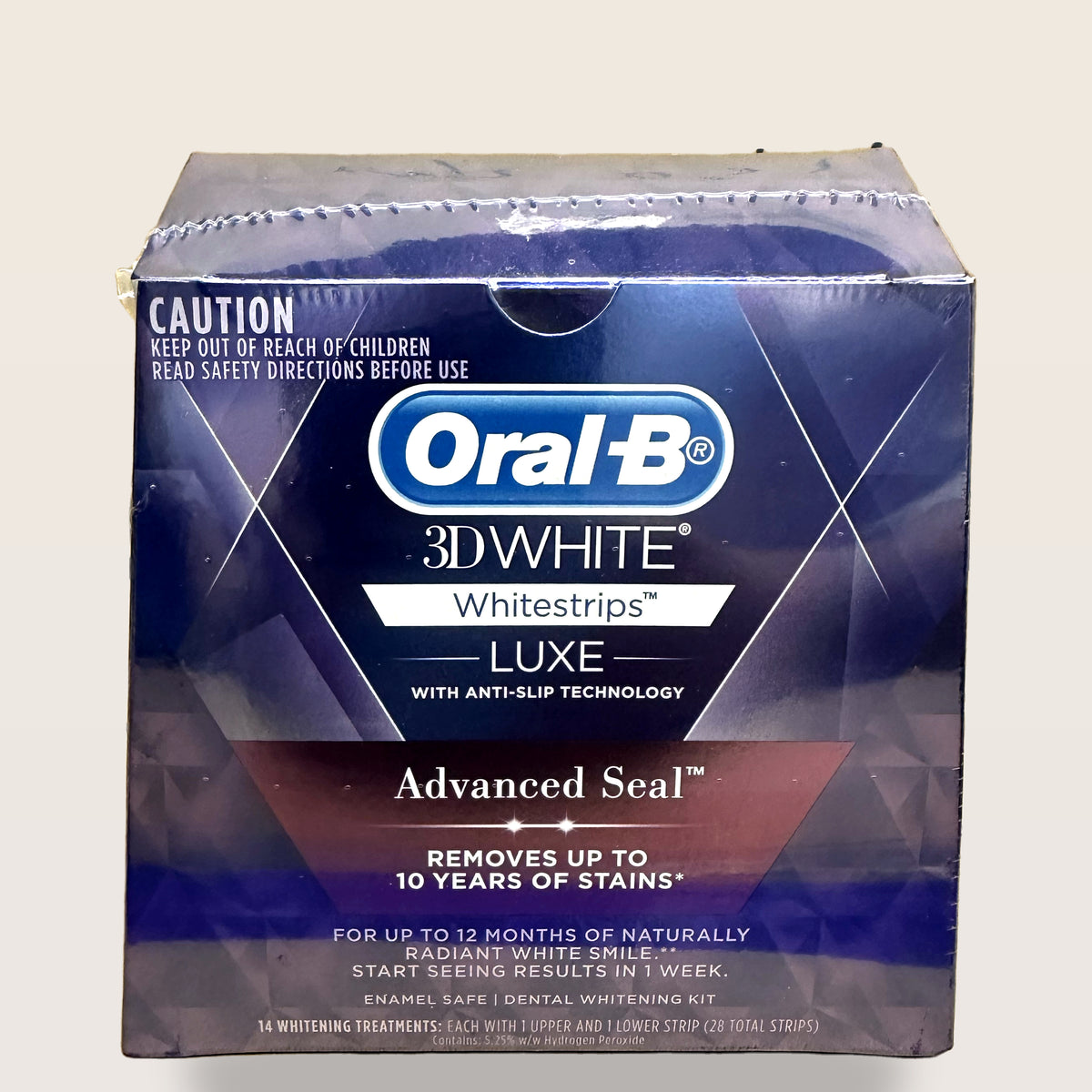 Oral-B 3D White Luxe Advanced Seal Whitestrips, 14 treatments - box front