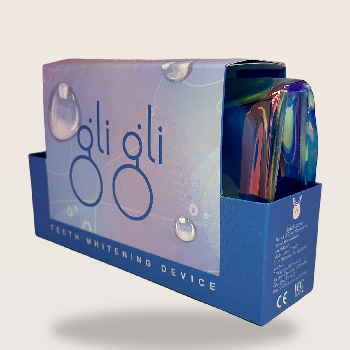 gli gli 16-LED teeth whitening device with case - box angled