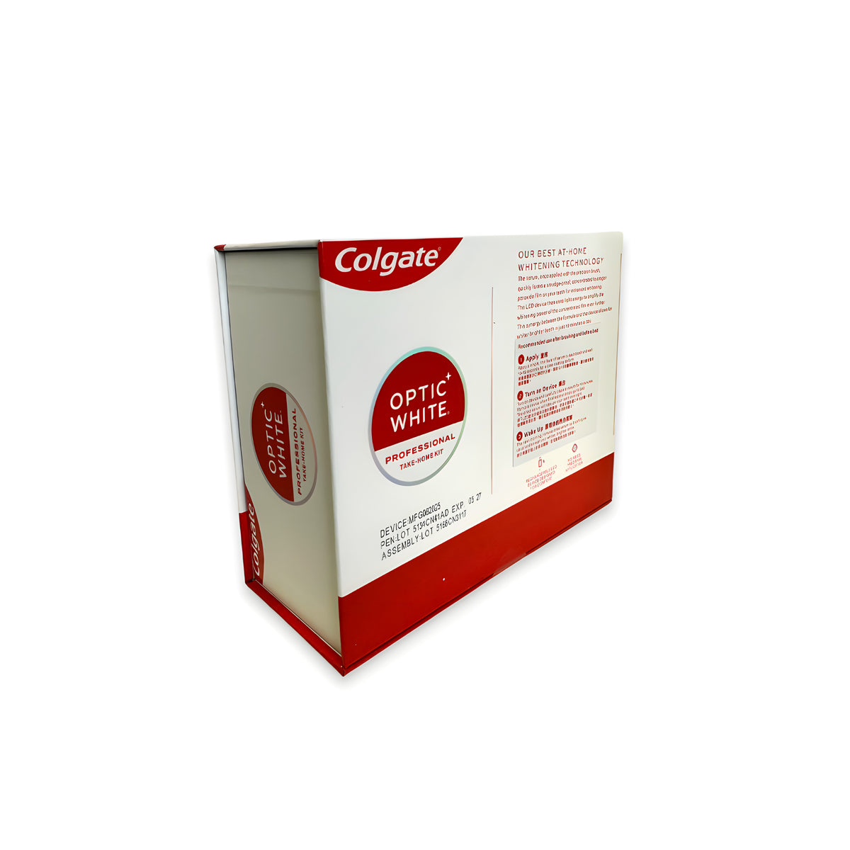 Colgate Optic White Pro LED professional take-home teeth whitening kit - box angled back