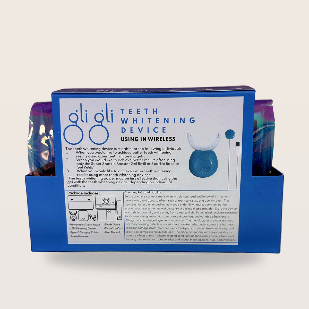 gli gli 16-LED teeth whitening device with case - box back
