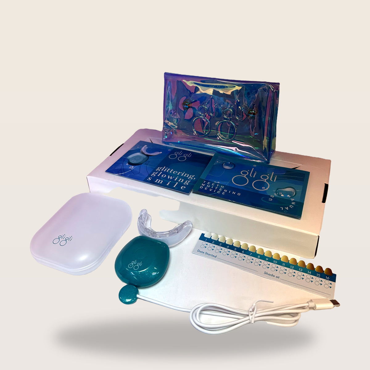 gli gli 16-LED teeth whitening device with case - what is in the box