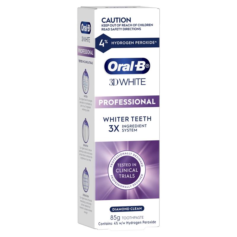 Oral B Toothpaste 3D White Diamond Clean 85g with 4% Hydrogen Peroxide ...