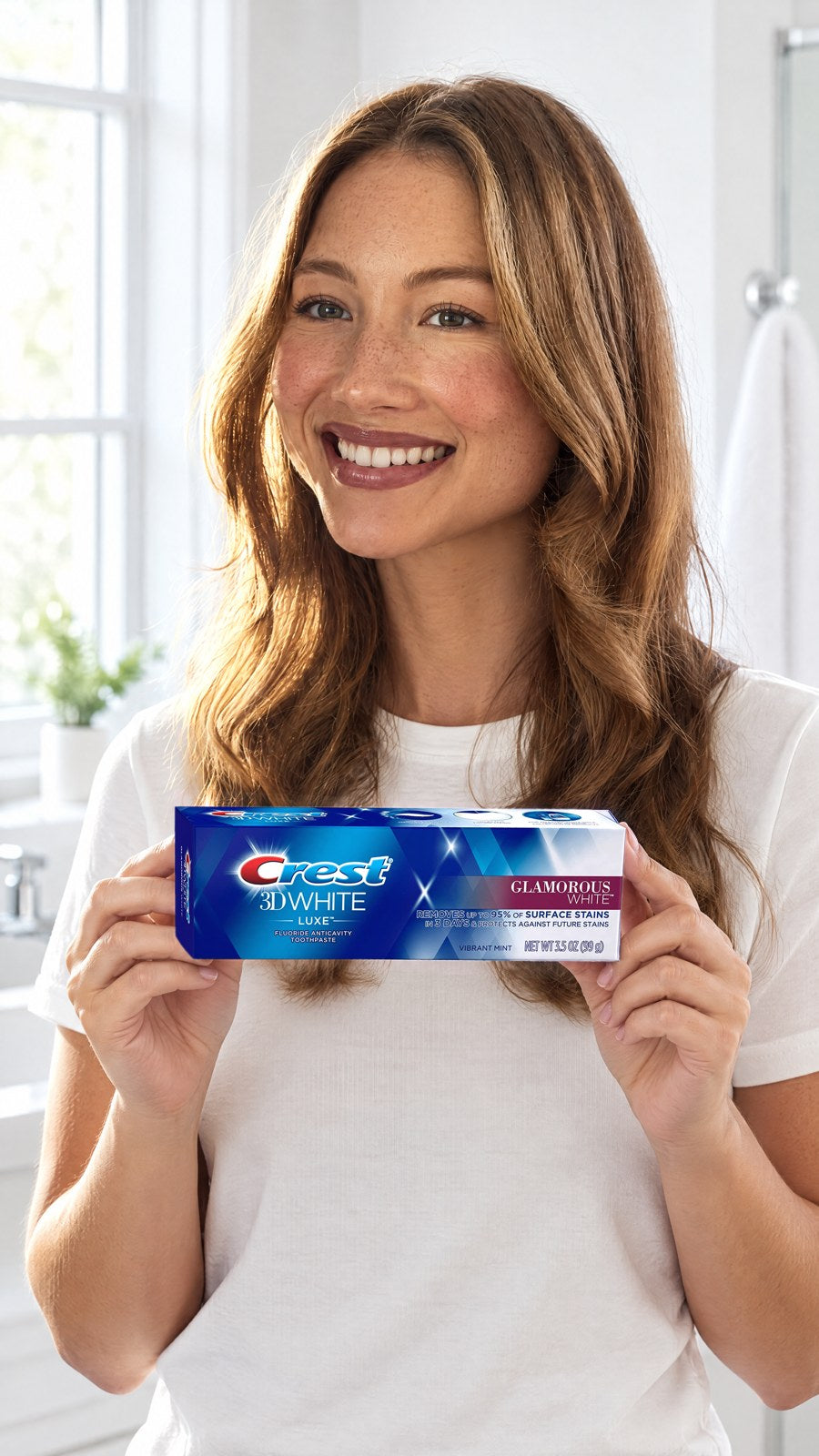 Crest 3d White Luxe Glamorous White Toothpaste 3 Pack — held by model