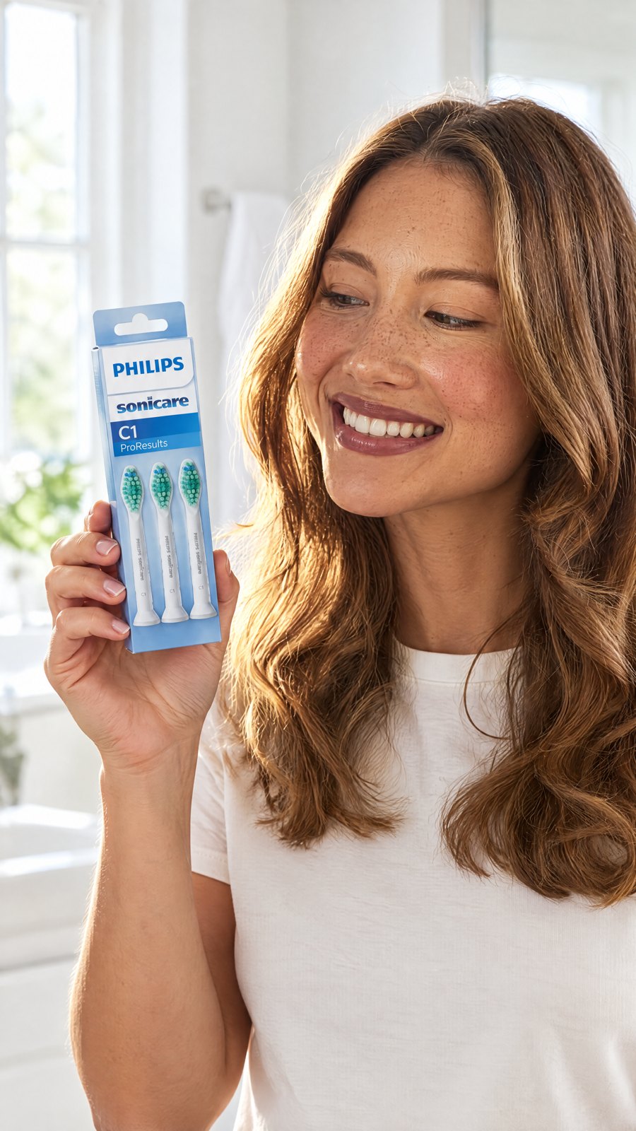 Philips-HX6013 x3 Sonicare C1 ProResults Replacement Toothbrush heads — close-up with model