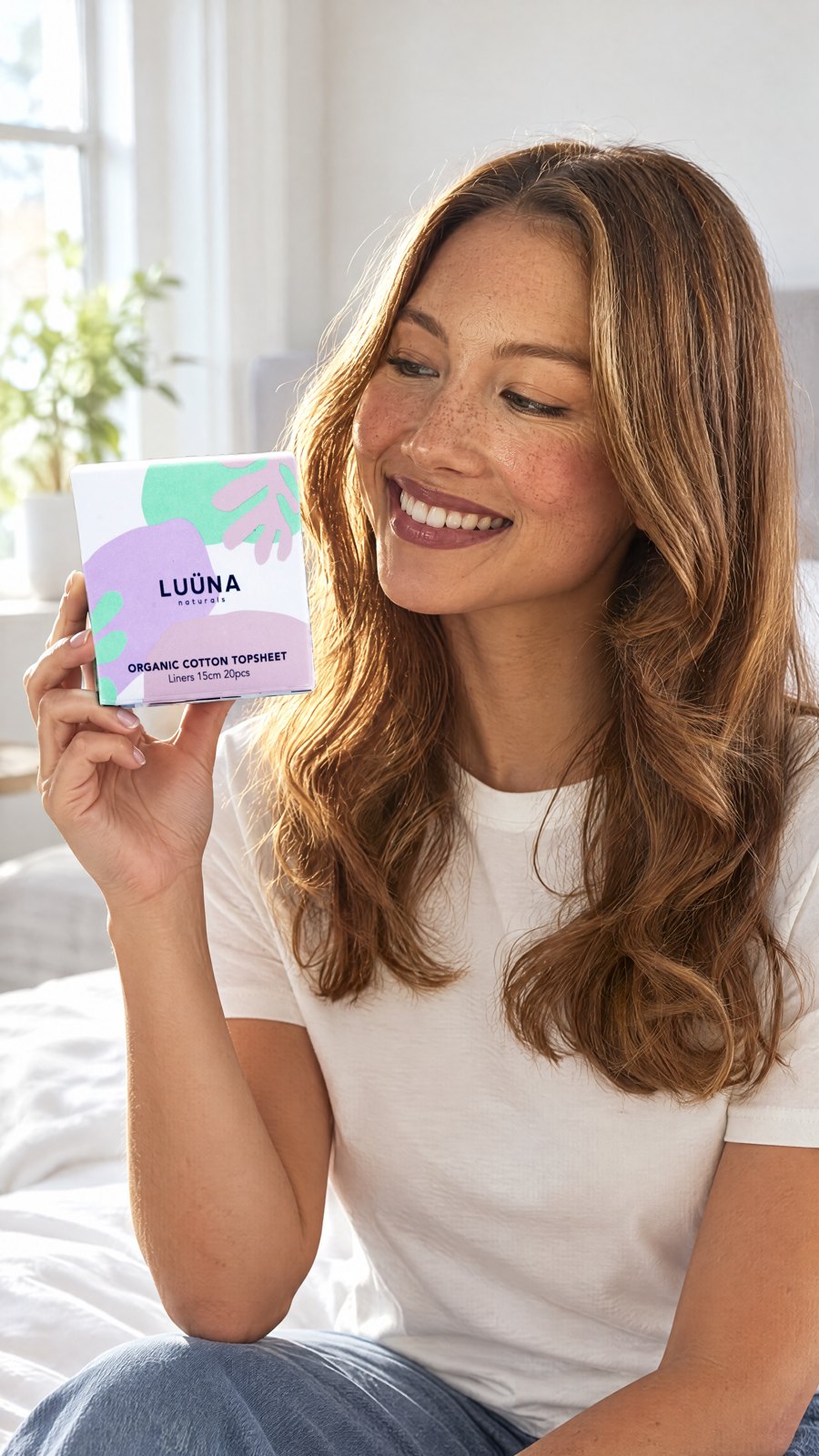 Luuna - Liners Organic Cotton 20 pcs x 1 — close-up with model