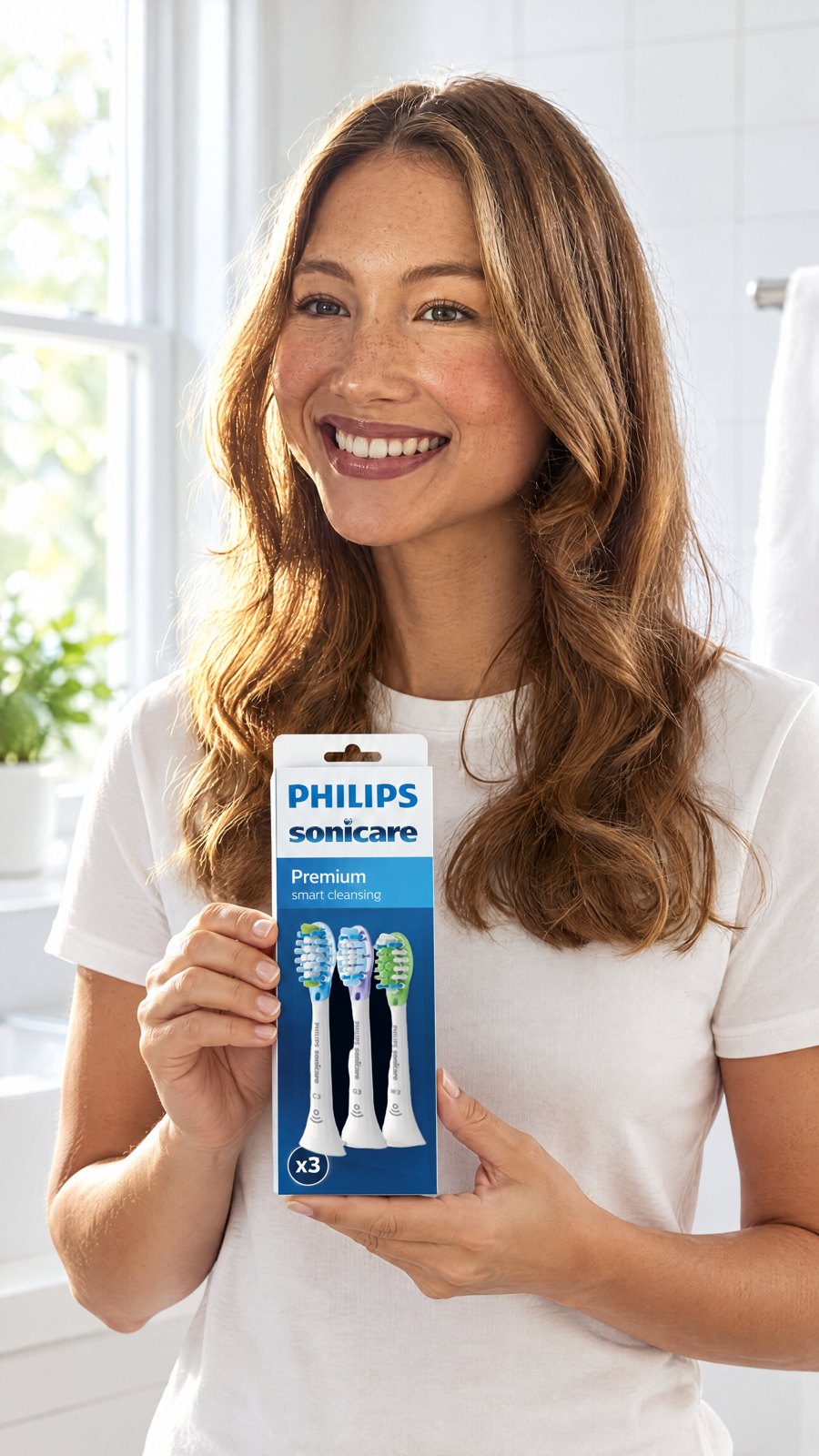Philips-HX9073 x3 Sonicare Premium smart cleansing toothbrush heads — held by model