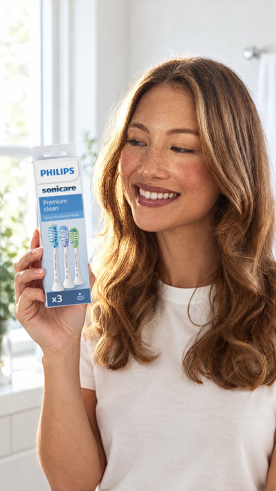 Philips-HX9073 x3 Sonicare Premium smart cleansing toothbrush heads — close-up with model