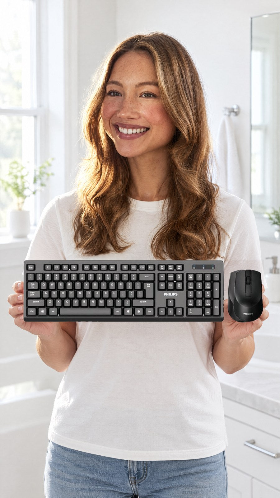 PHILIPS C354 Wireless Keyboard + Mouse Combo — held by model
