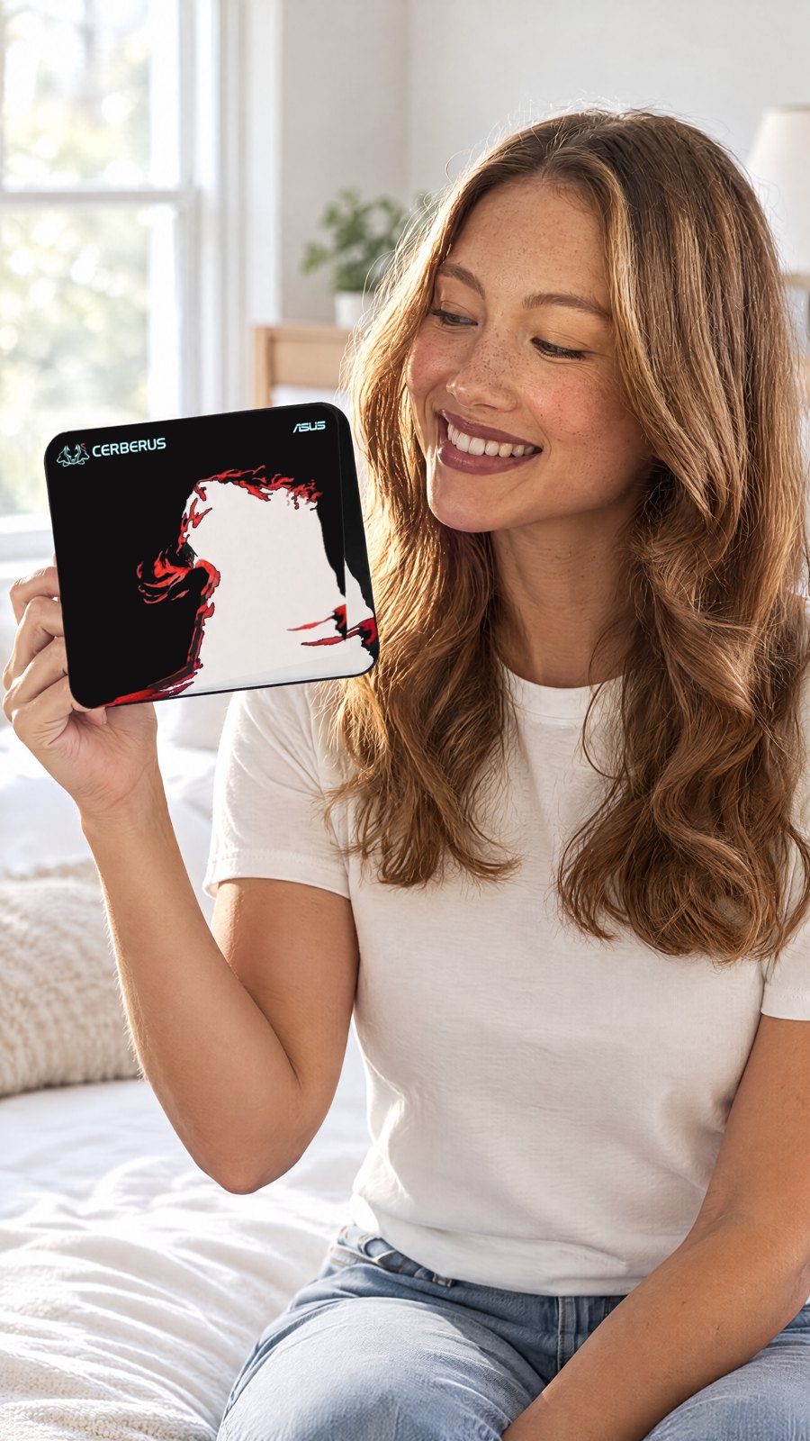 Cerberus-MAT-Mini-Rd MousePad — close-up with model