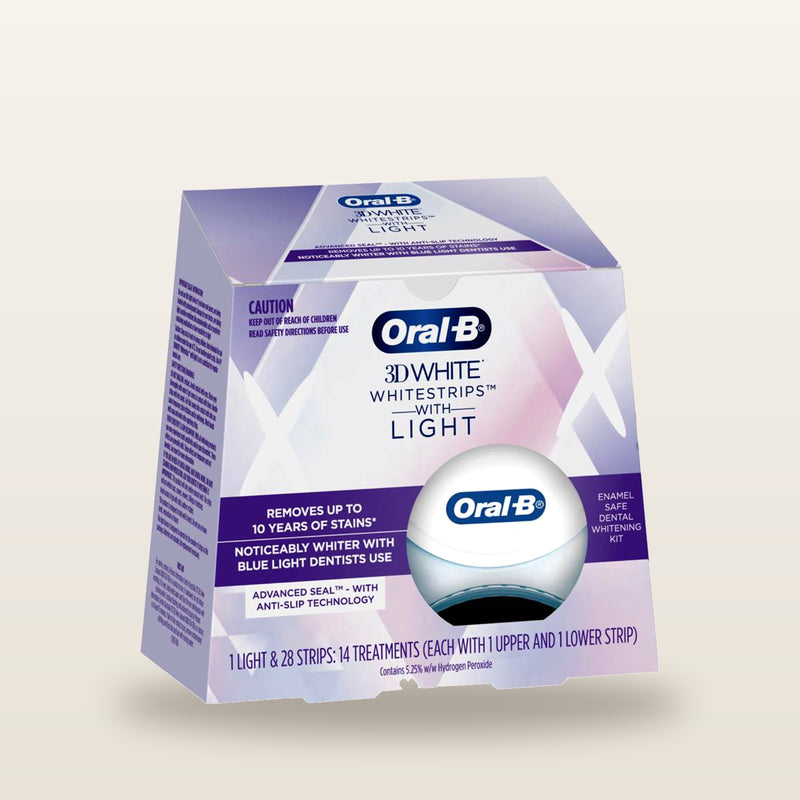 Oral B 3D White Strips Teeth Whitening 14 Treatments + LED Light Kit
