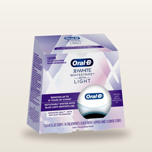 Oral B 3D White Strips Teeth Whitening 14 Treatments + LED Light Kit