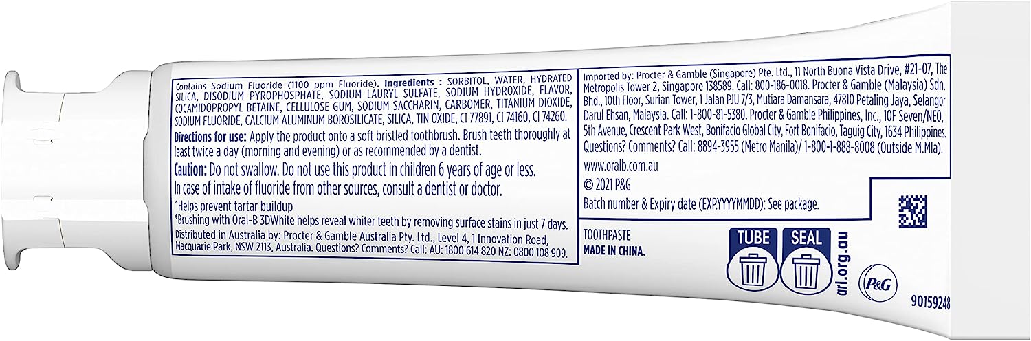Oral B Toothpaste 3D White Strengthen Enamel 110g