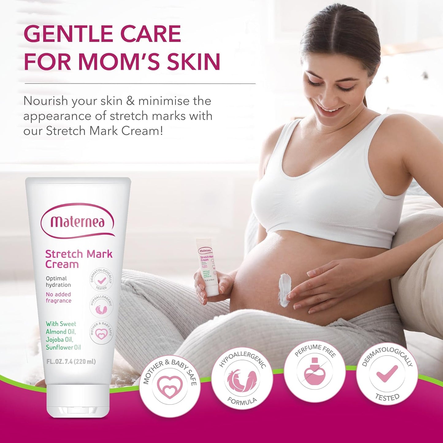 Maternea - Stretch Mark Cream (220ml) - Provides Optimal Skin Hydration and Improves its Appearance. 7.44 FL. OZ.