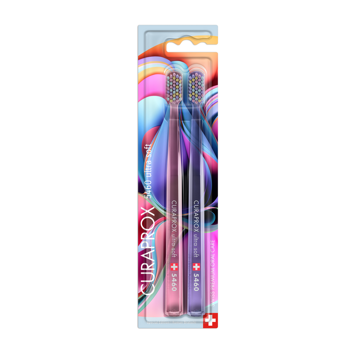 CURAPROX - CS5460 Ultrasoft Pink/Purple Toothbrush Twin Pack (Colorful Curls 2023 Edition)