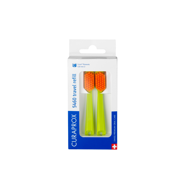 CURAPROX CS 5460 Travel Refill Brush Heads for Travel Toothbrush (Twin Pack, Random Colour)