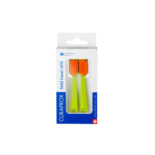 CURAPROX CS 5460 Travel Refill Brush Heads for Travel Toothbrush (Twin Pack, Random Colour)