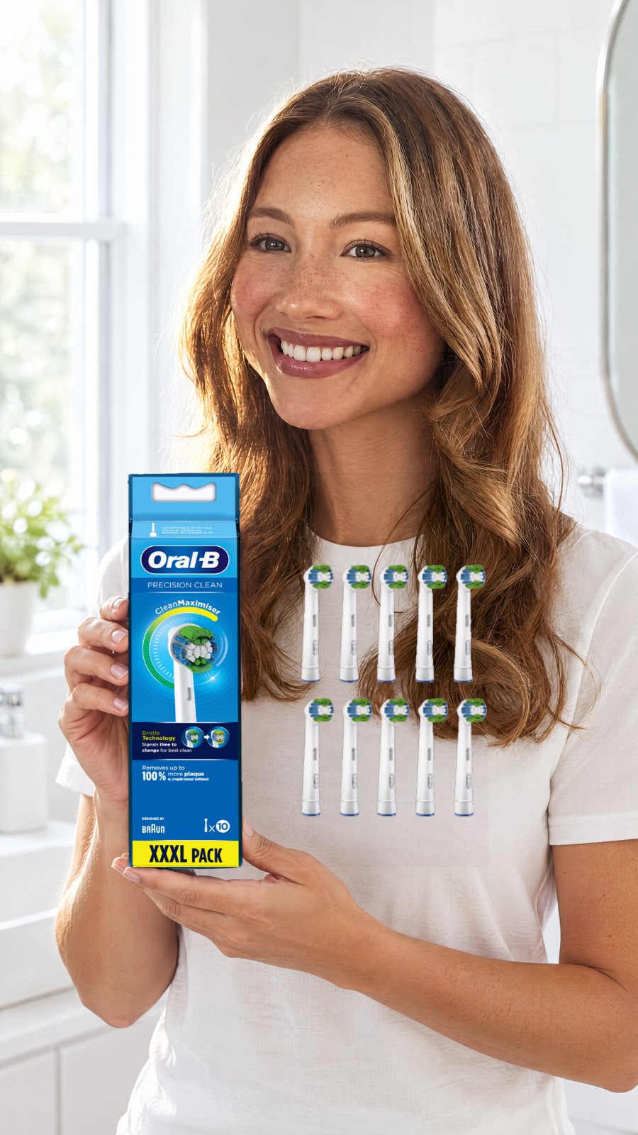 Oral B Power Toothbrush Precision Clean Electric Refills 10 Pack — held by model
