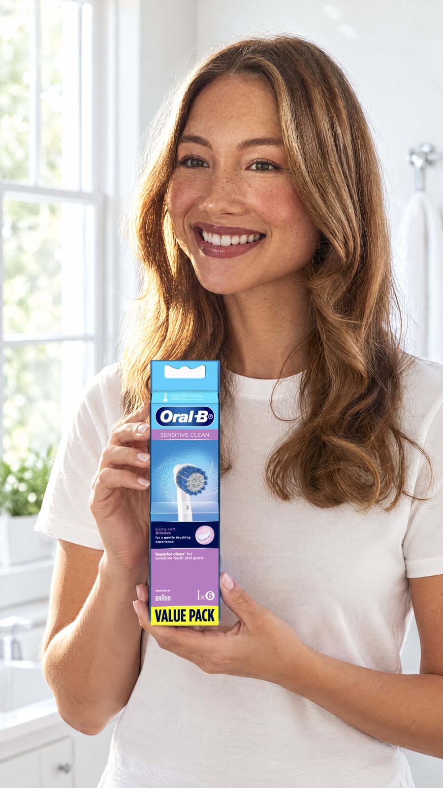 Oral B Power Toothbrush Clean Sensitive Refills 6 Pack — held by model