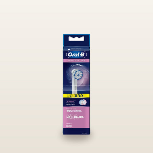 Oral-B Clean and Care Sensitive Clean Replacement Toothbrush Head, Pack of 6