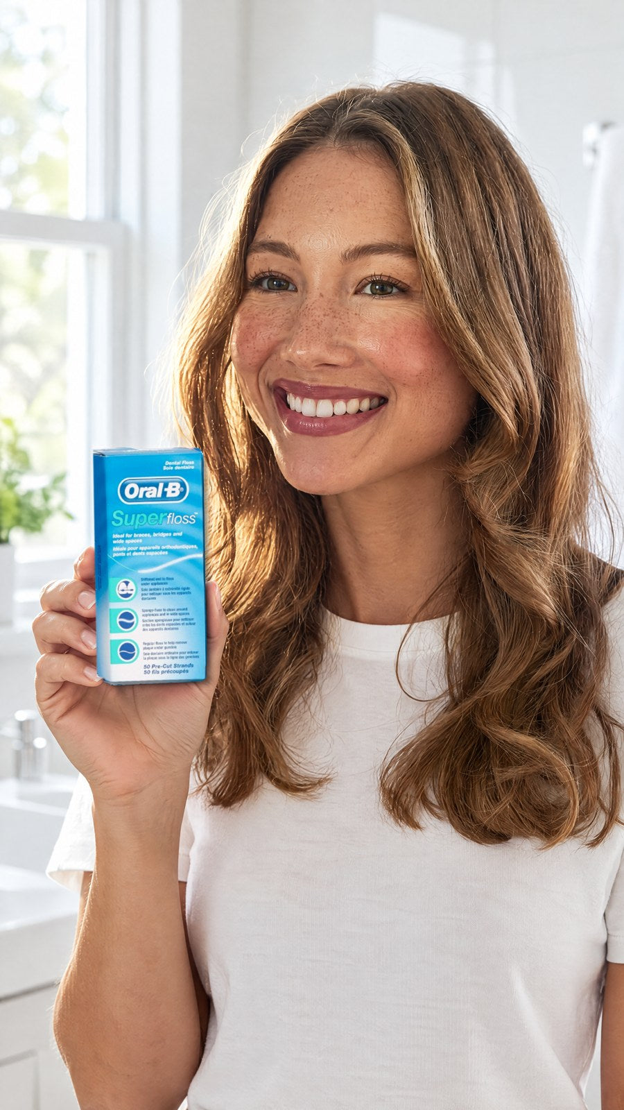 Oral B - Super Floss (Parallel Import) — held by model