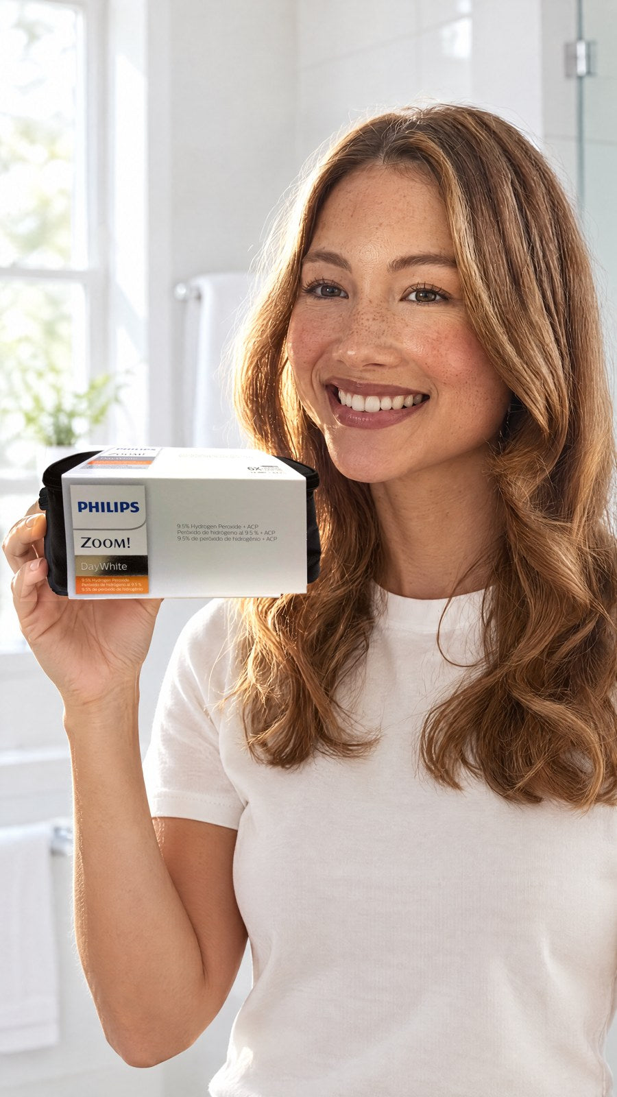 Philips zoom Whitening DayWhite 9.5% hydrogen peroxide 6 Syringes — close-up with model