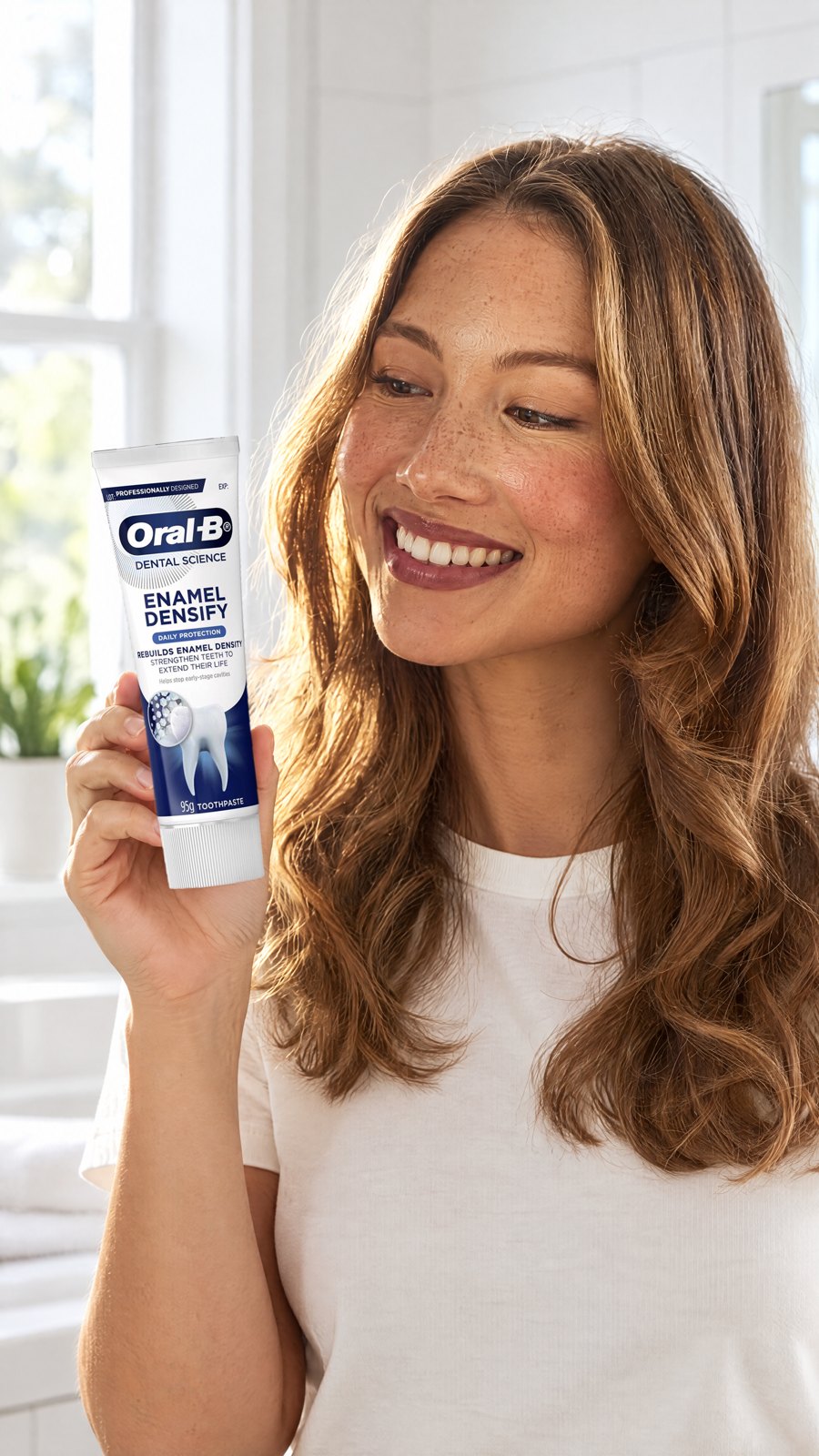 Oral B Toothpaste Dental Science Daily Protection 95g — close-up with model