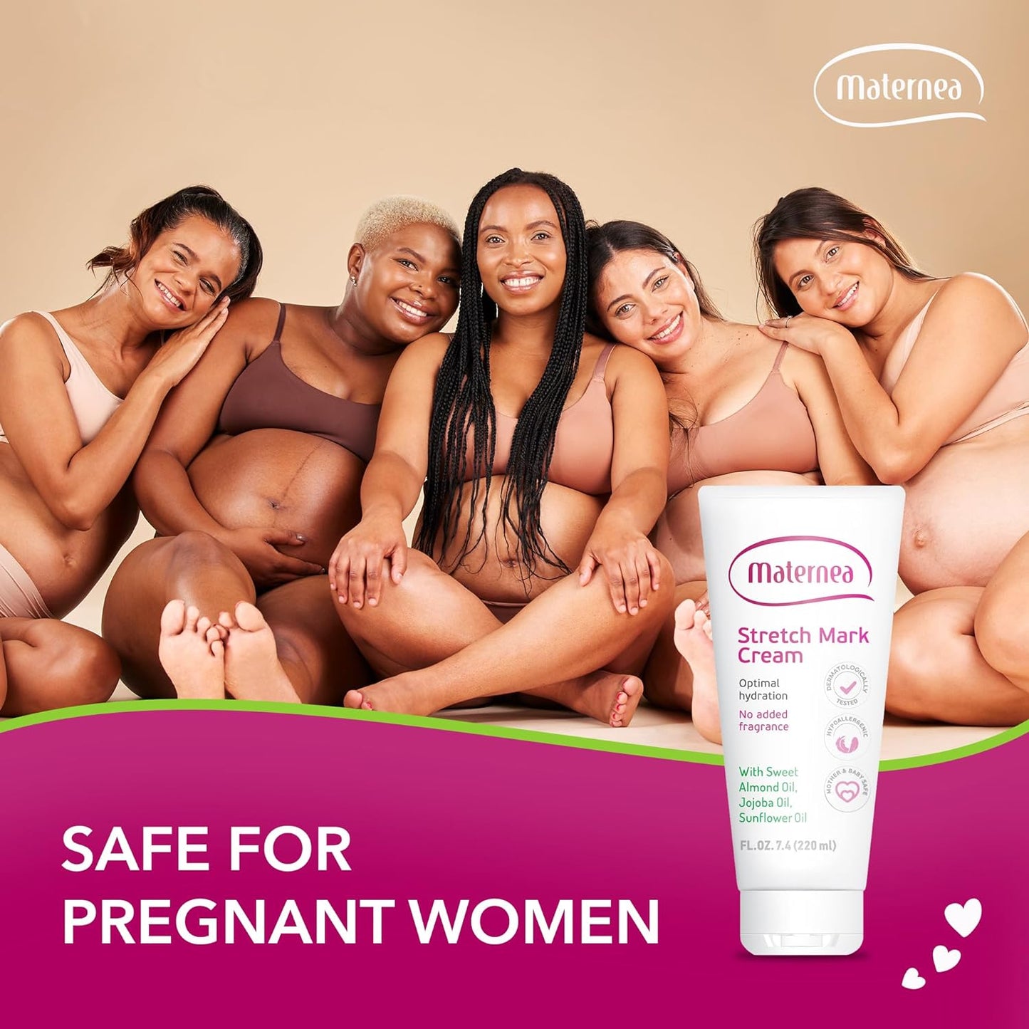 Maternea - Stretch Mark Cream (220ml) - Provides Optimal Skin Hydration and Improves its Appearance. 7.44 FL. OZ.