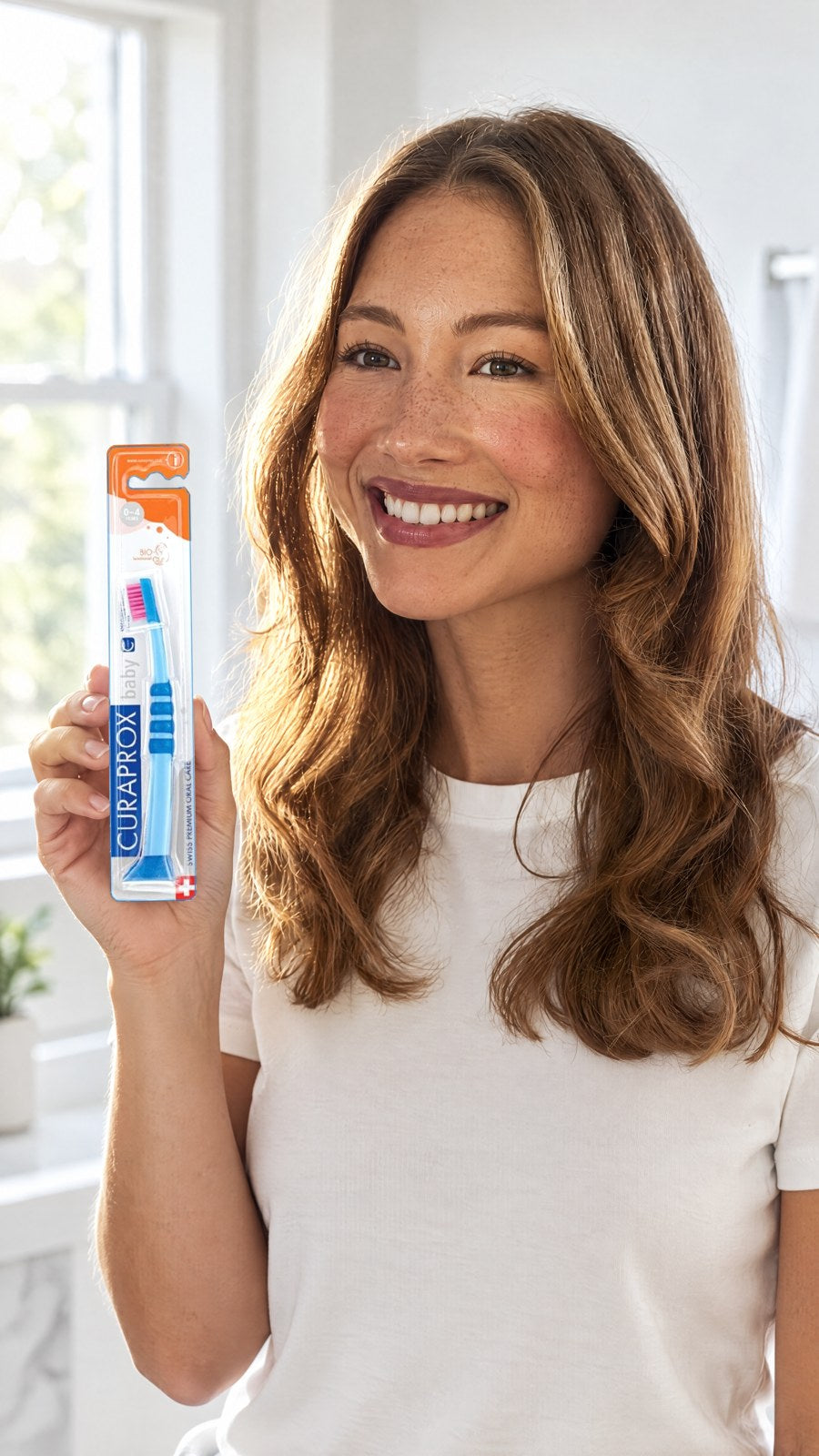 CURAPROX - Curaprox Baby Blue Ultra Soft Toothbrush (Age: 0-4 years) — close-up with model