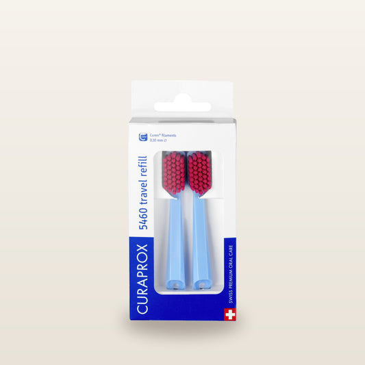 CURAPROX CS 5460 Travel Refill Brush Heads for Travel Toothbrush (Twin Pack, Random Colour)