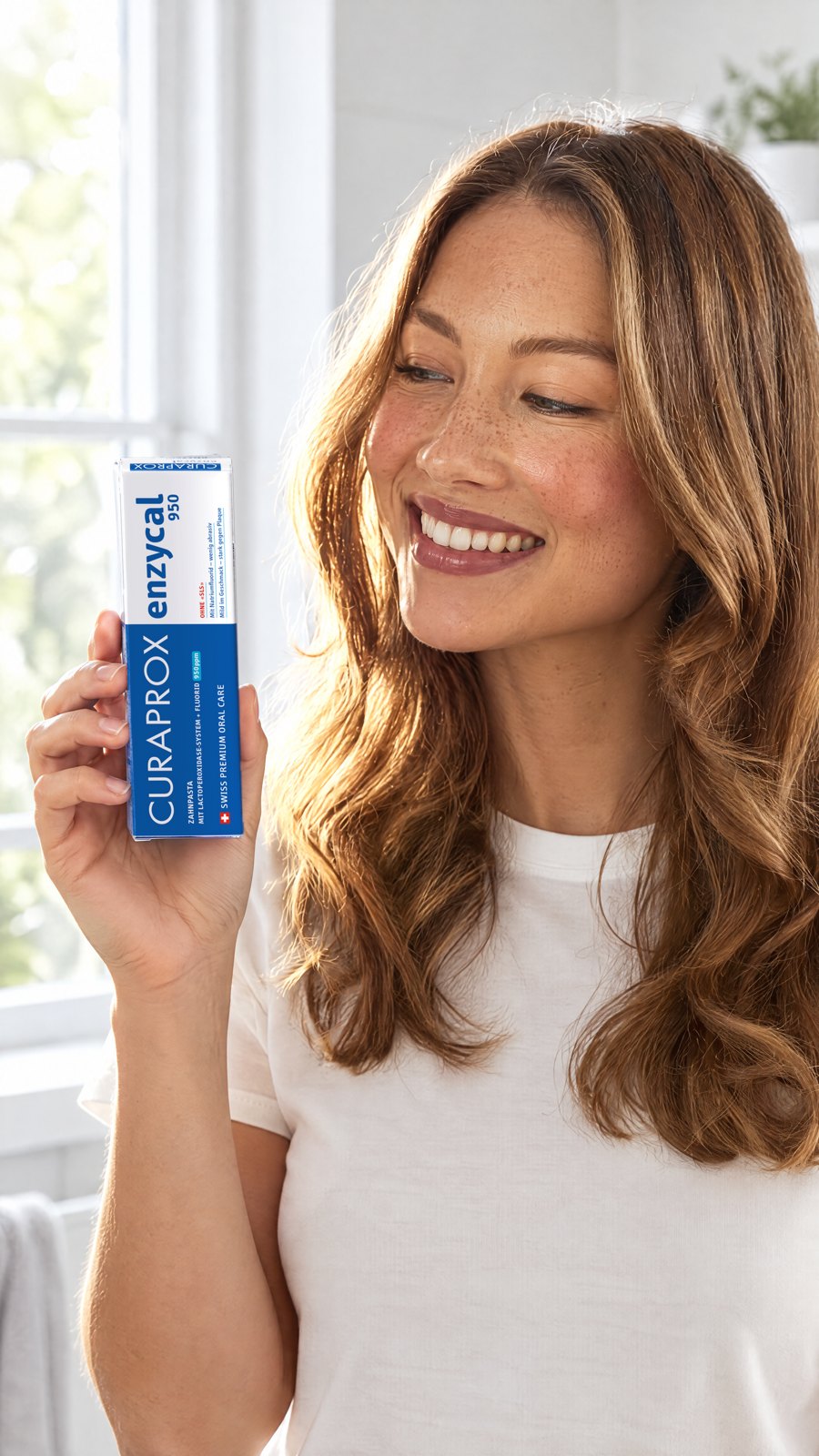 CURAPROX - ENZYCAL Toothpaste 75 mL 950 Fluoride — close-up with model